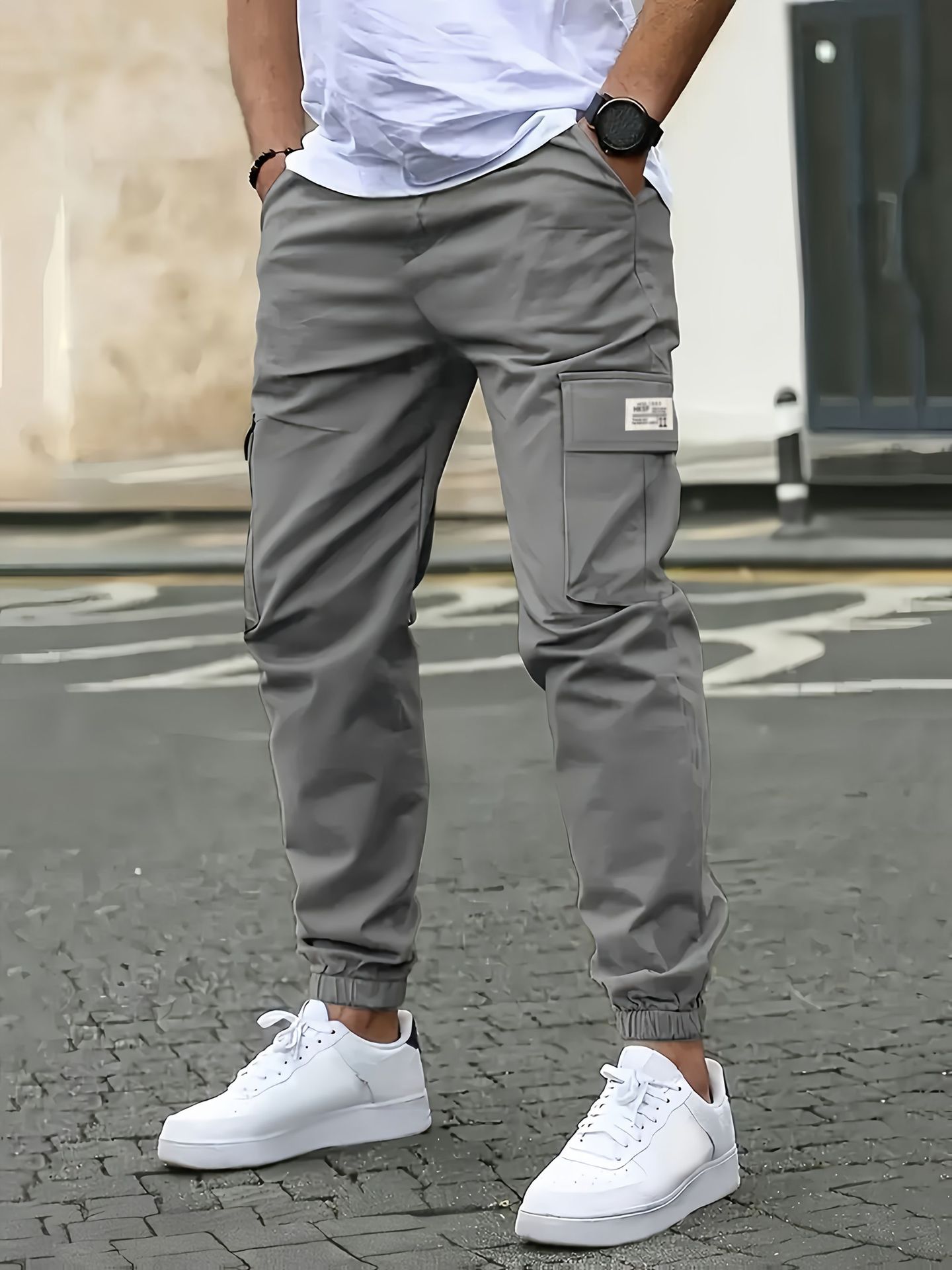 Men's loose-fitting multi-pocket work pants