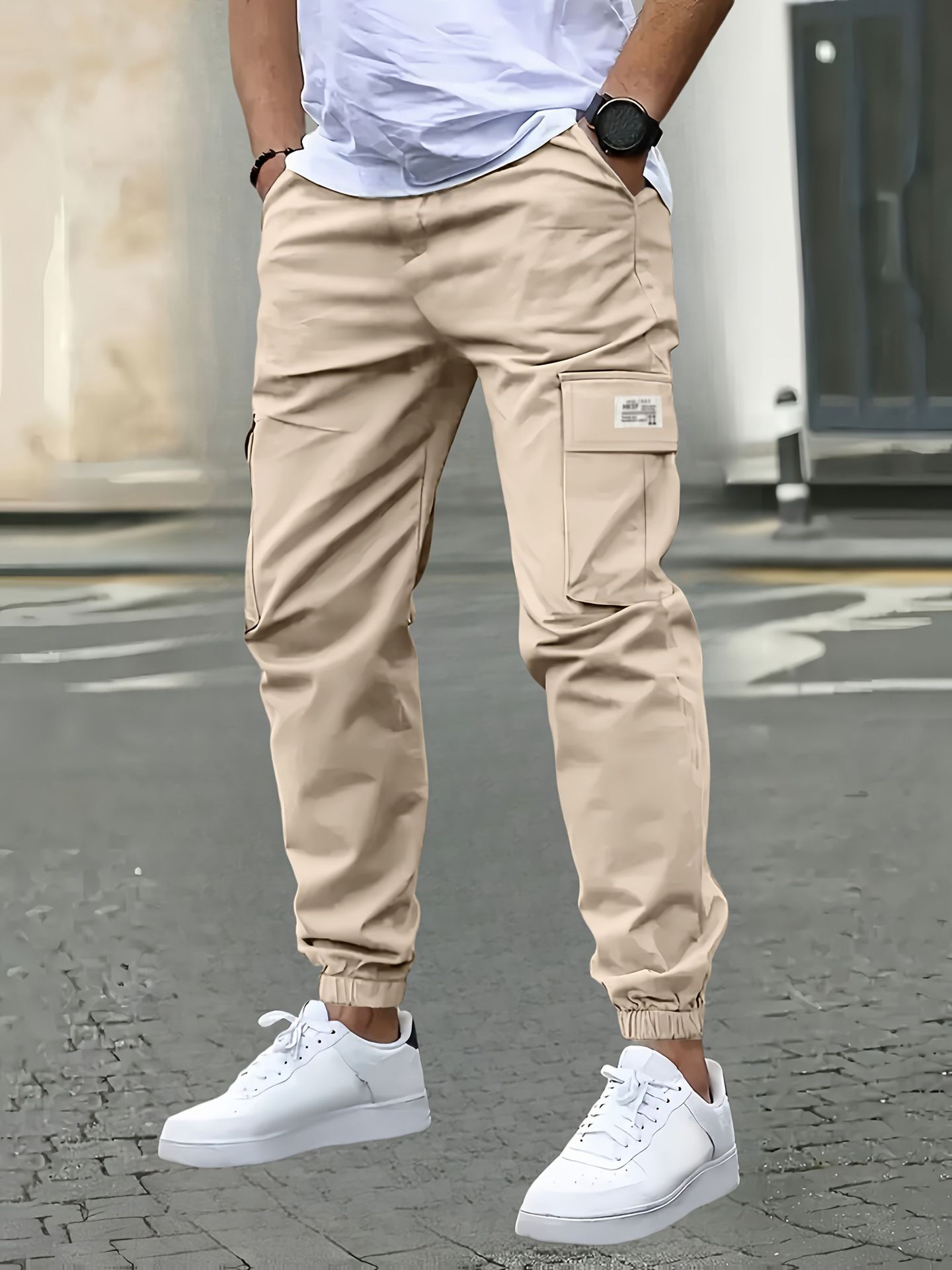 Men's loose-fitting multi-pocket work pants