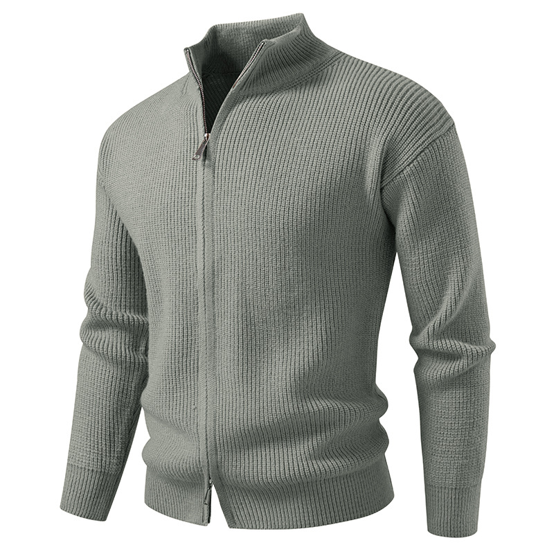 New men's knitted cardigan, warm business jacket.