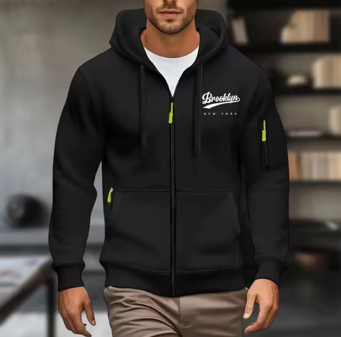 🔥 New outdoor street men's long-sleeved sweatshirt men's zipper hooded oversized winter warm jacket jacket