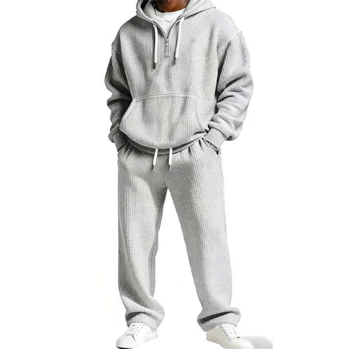 Men's Hooded Pullover & Sweatpants Set（Limited-time custom logo design）