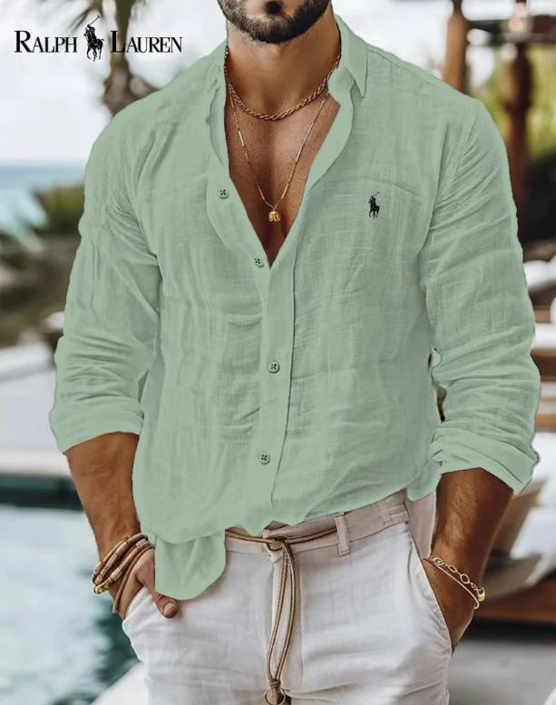 Ralph Lauren™ - Camisa de linho casual masculina clássica