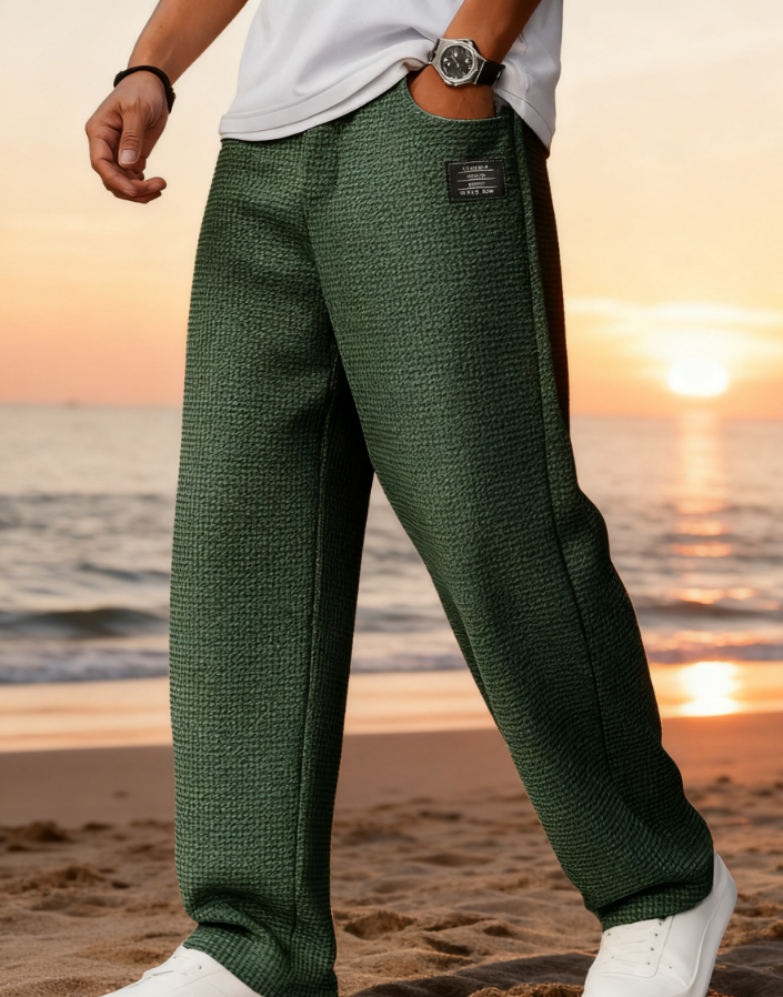 New Men's Casual Waffle Fashion Men's Trousers