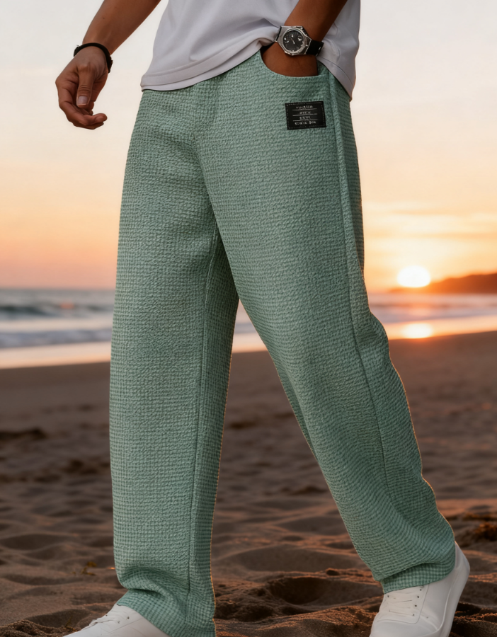 New Men's Casual Waffle Fashion Men's Trousers