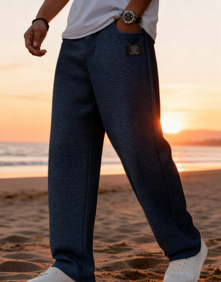 New Men's Casual Waffle Fashion Men's Trousers