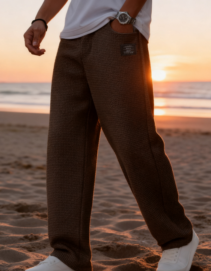 New Men's Casual Waffle Fashion Men's Trousers