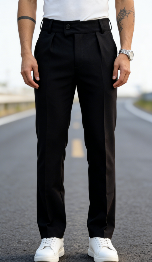 Men's Italian-style tailored slim-fit casual trousers