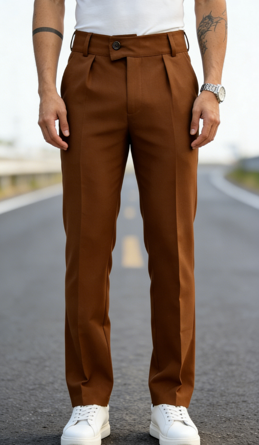 Men's Italian-style tailored slim-fit casual trousers