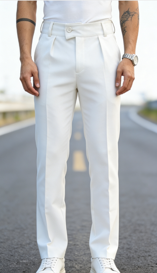 Men's Italian-style tailored slim-fit casual trousers