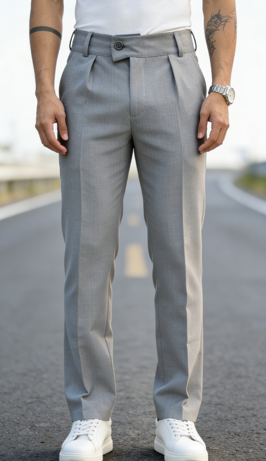 Men's Italian-style tailored slim-fit casual trousers
