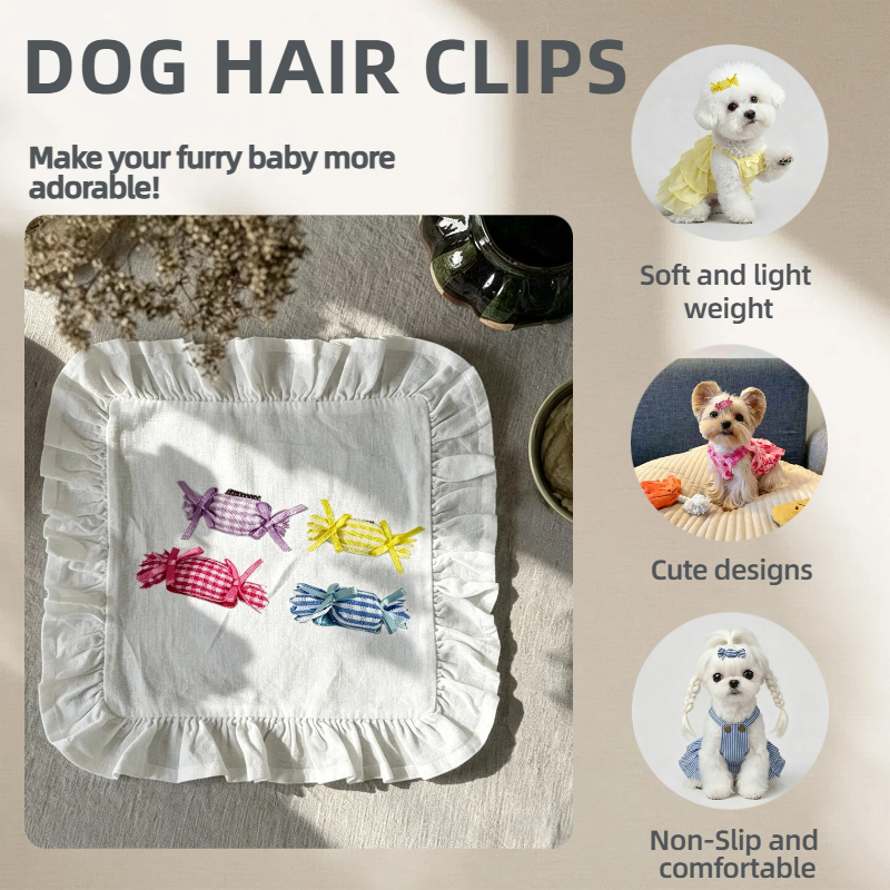 Candy Shaped Gingham Plaid Pet Hair Clips