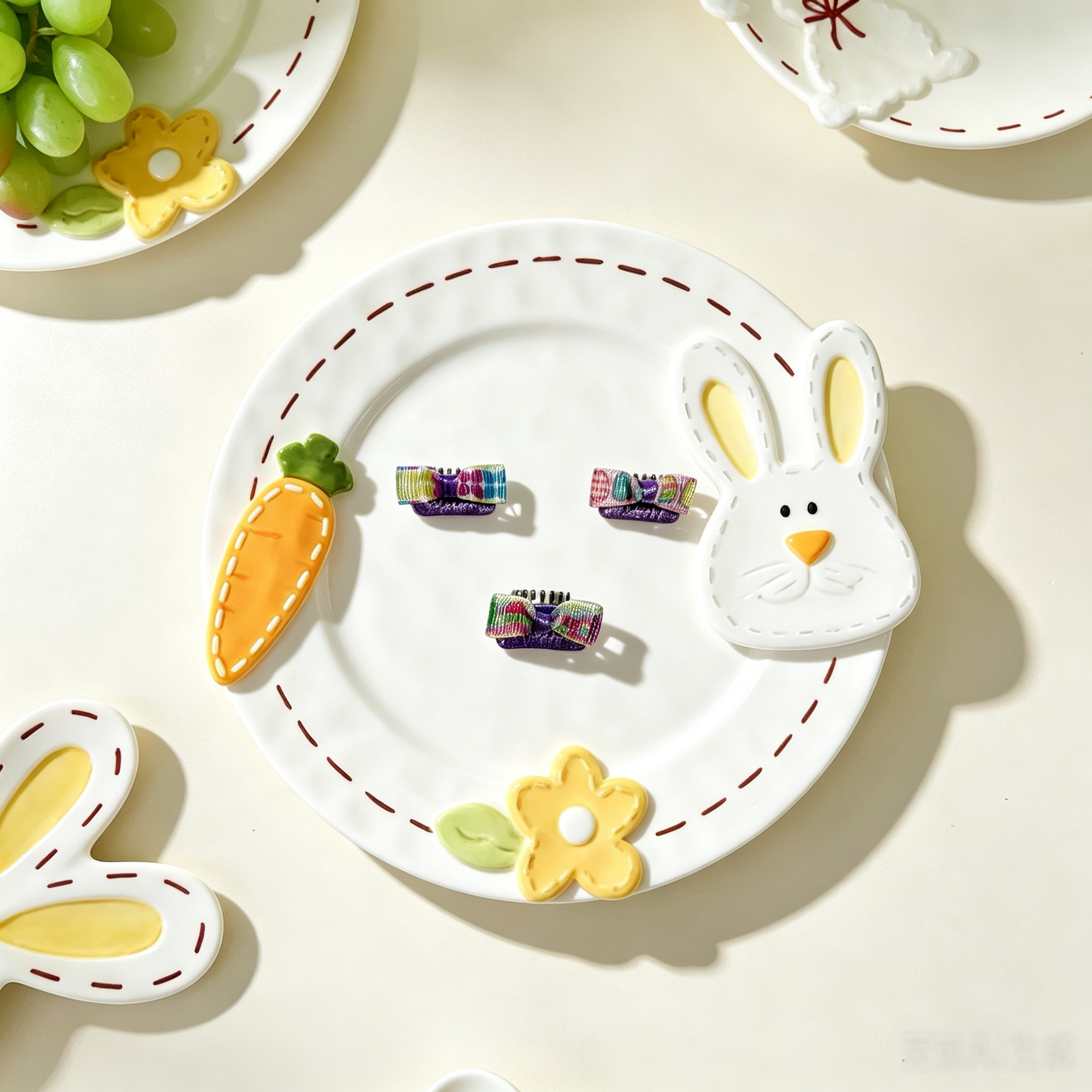 4pcs Colorful Rainbow Plaid Easter Mini Pet Hair Clips