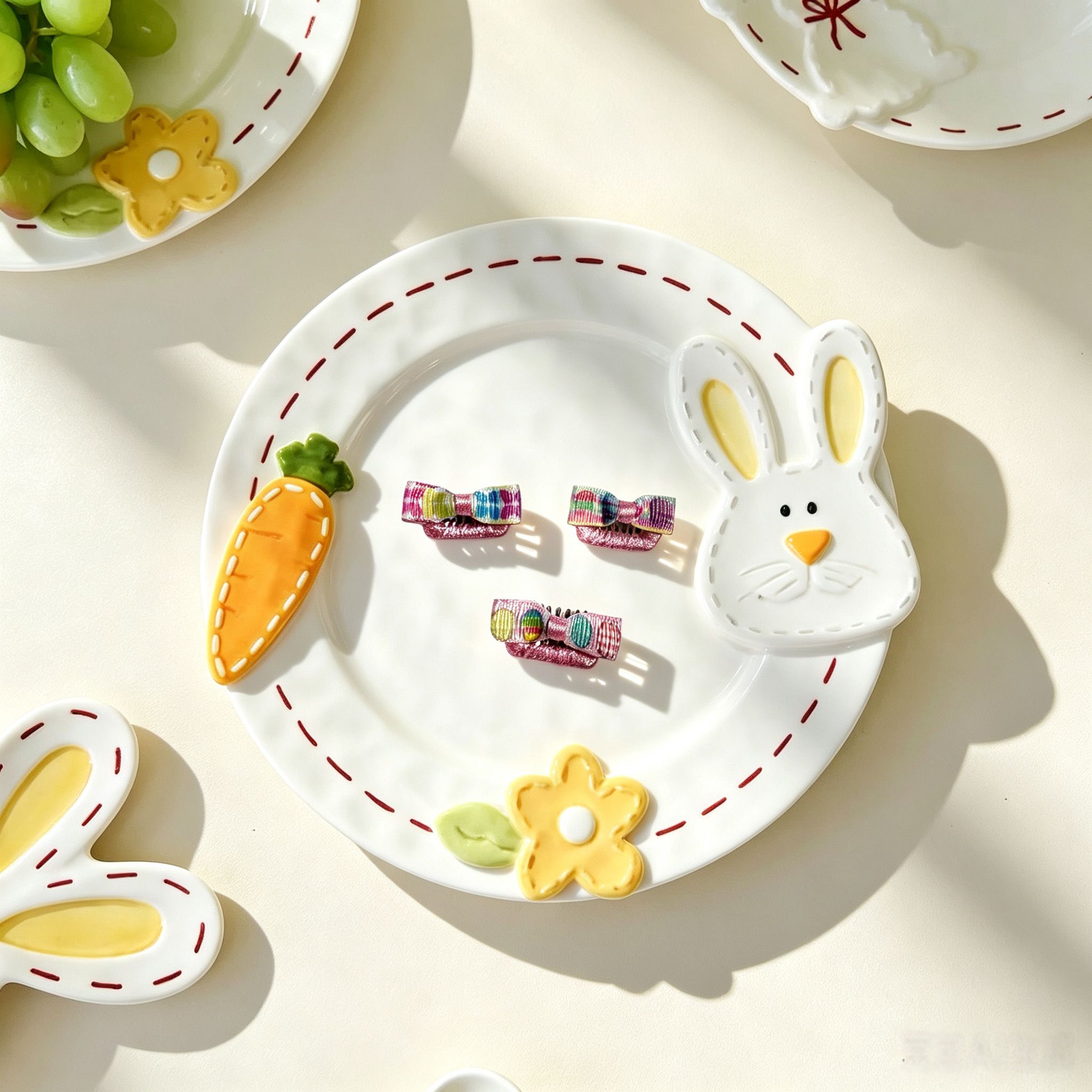 4pcs Colorful Rainbow Plaid Easter Mini Pet Hair Clips