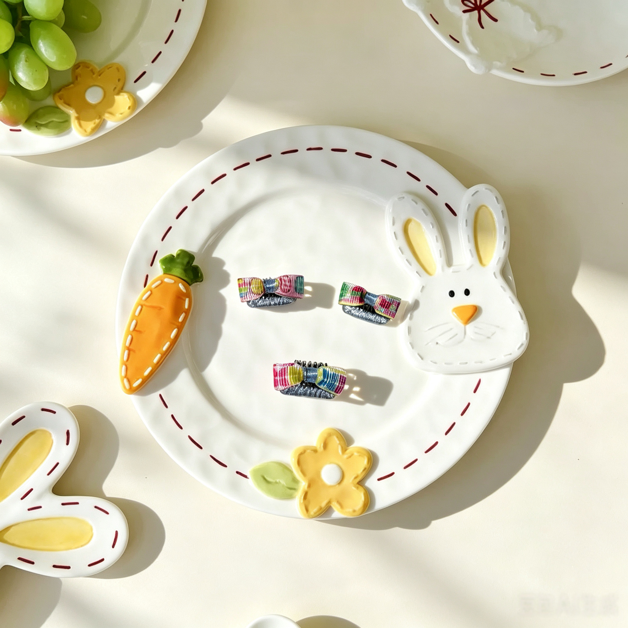4pcs Colorful Rainbow Plaid Easter Mini Pet Hair Clips