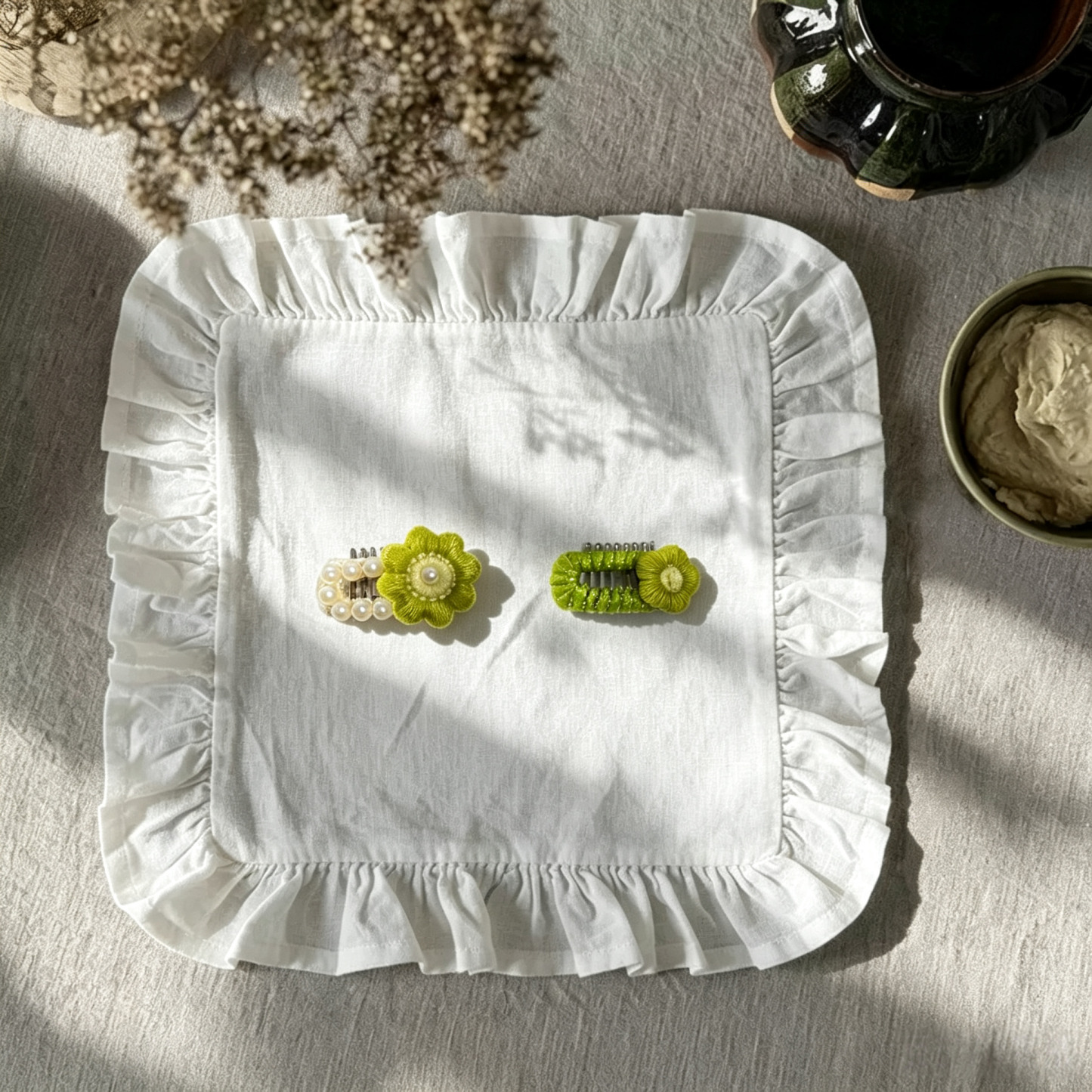 Fresh Green Handmade Pet Hair Clips