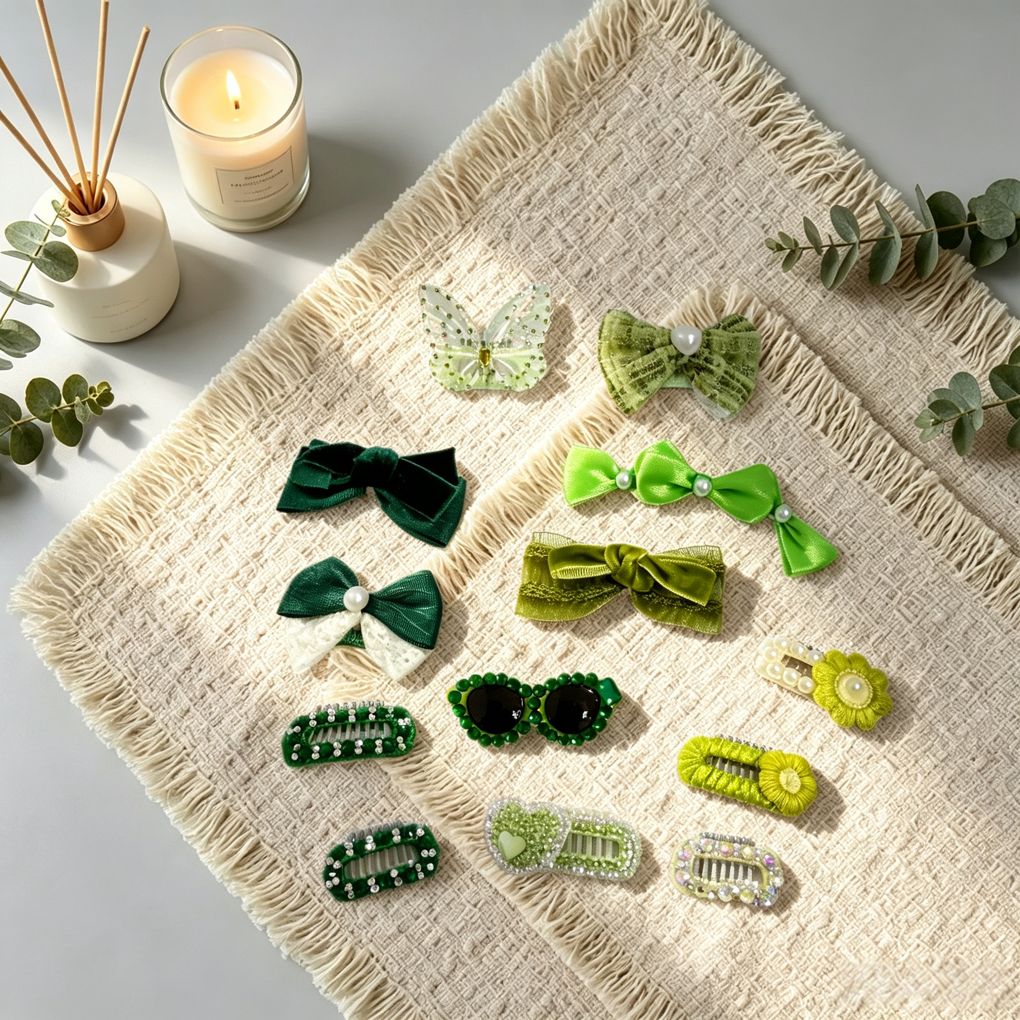 Fresh Green Handmade Pet Hair Clips