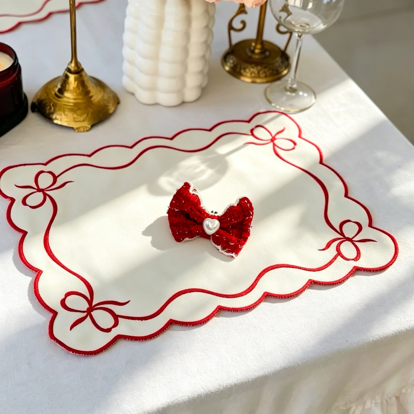Red Elegant Bow Handmade Pet Hair Clips
