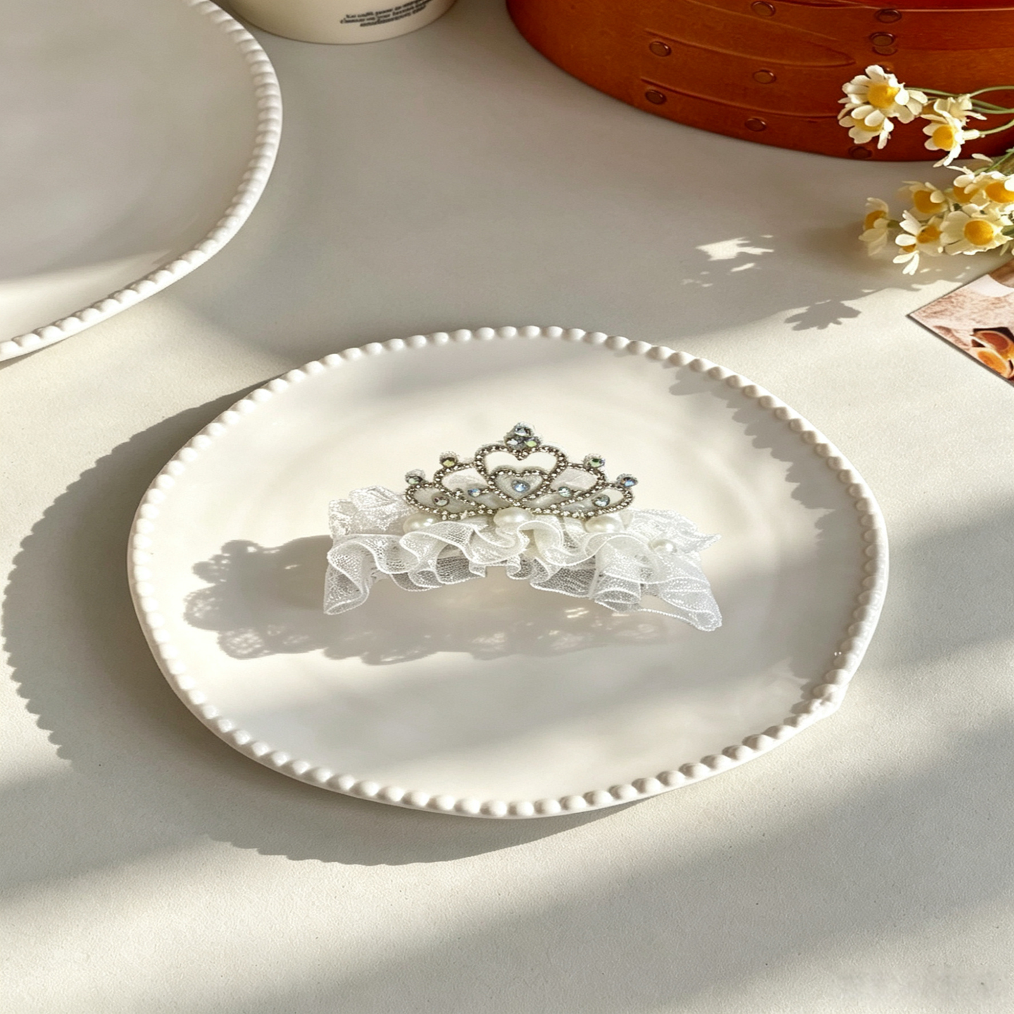Rhinestone Crown Lace Handmade Pet Hair Clips