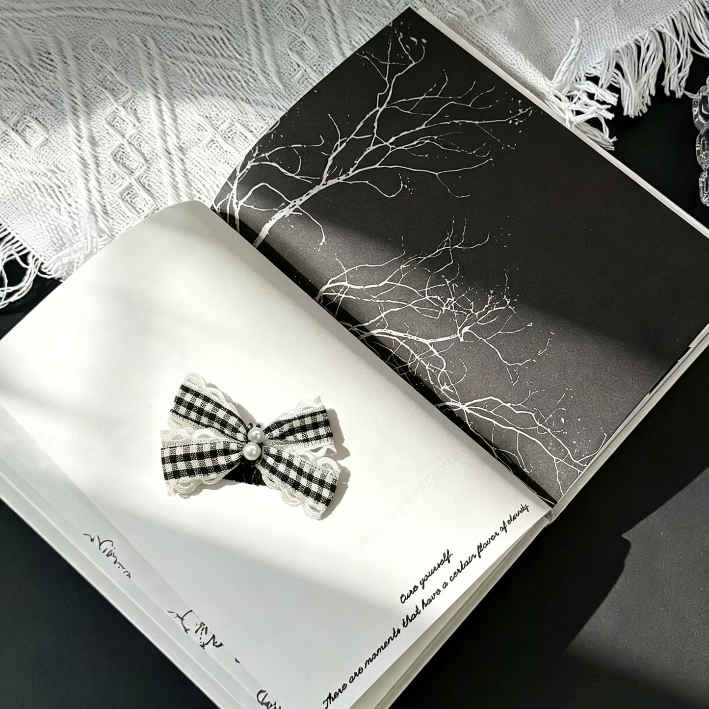 Double Layer Dot Bow Classic Black Pet Hair Clips
