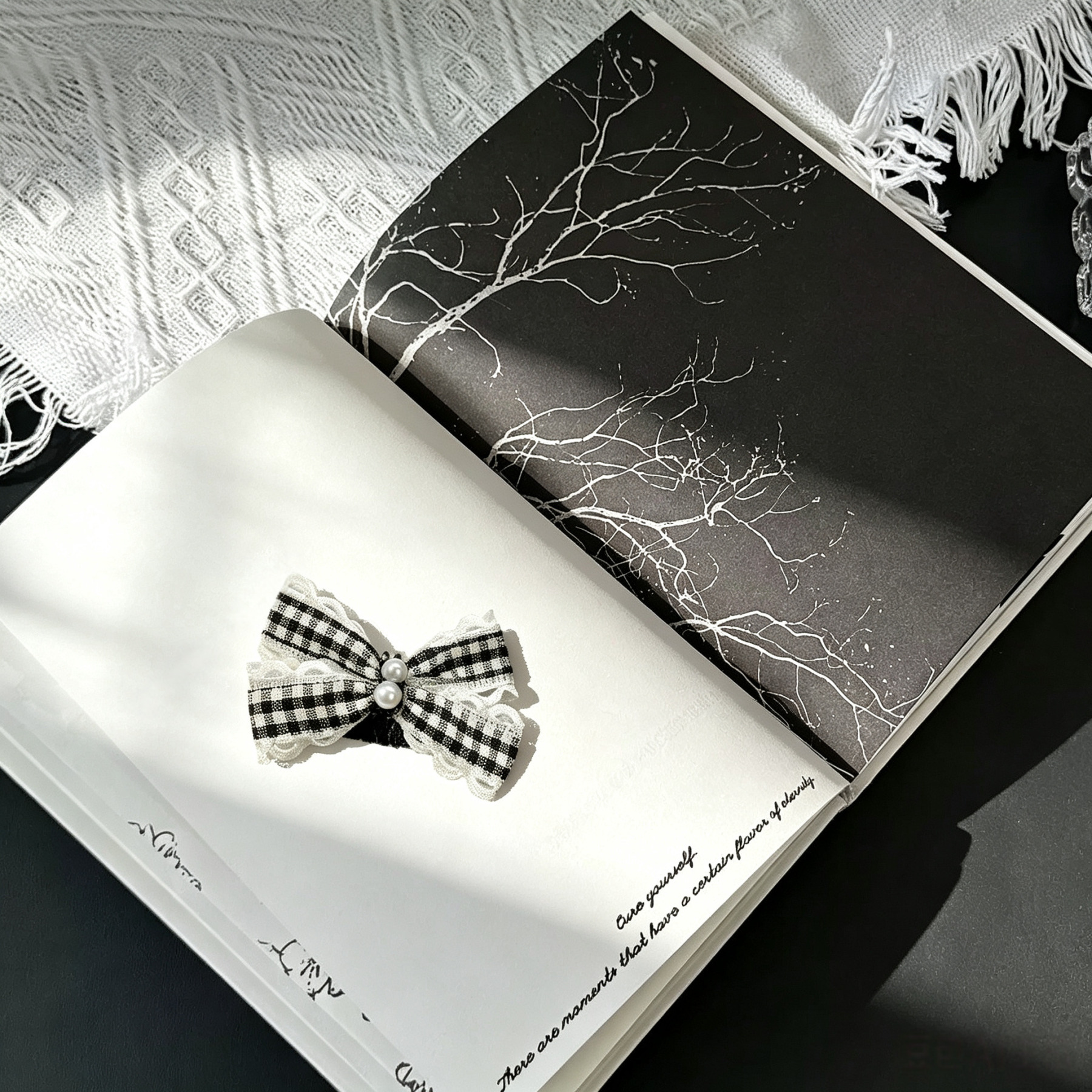 Double Layer Dot Bow Classic Black Pet Hair Clips