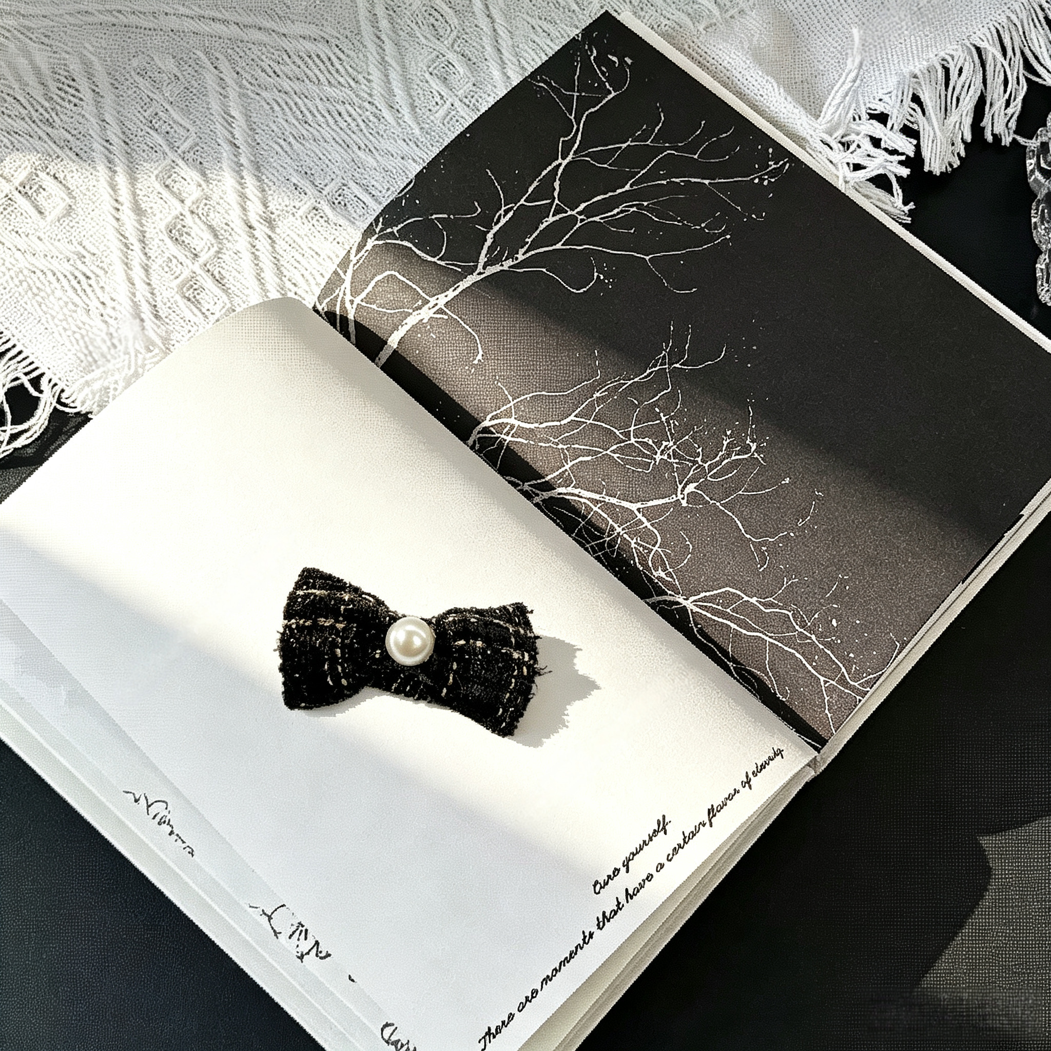 Matte Fabric Bow Black Pet Hair Clips