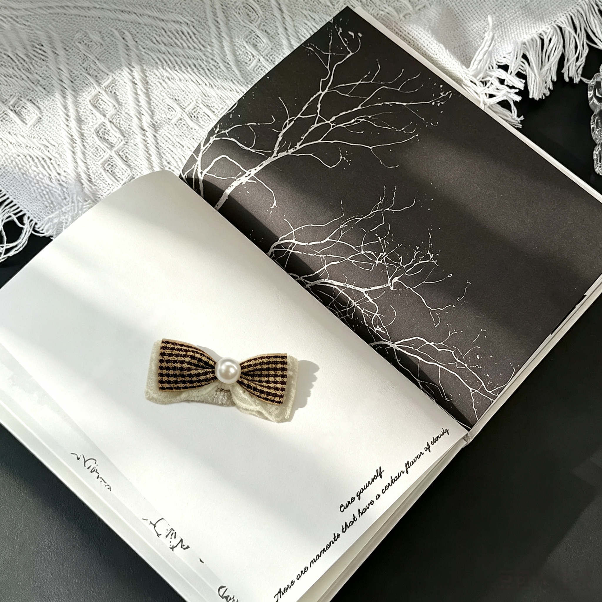 Brown Plaid Vintage Pet Hair Clips