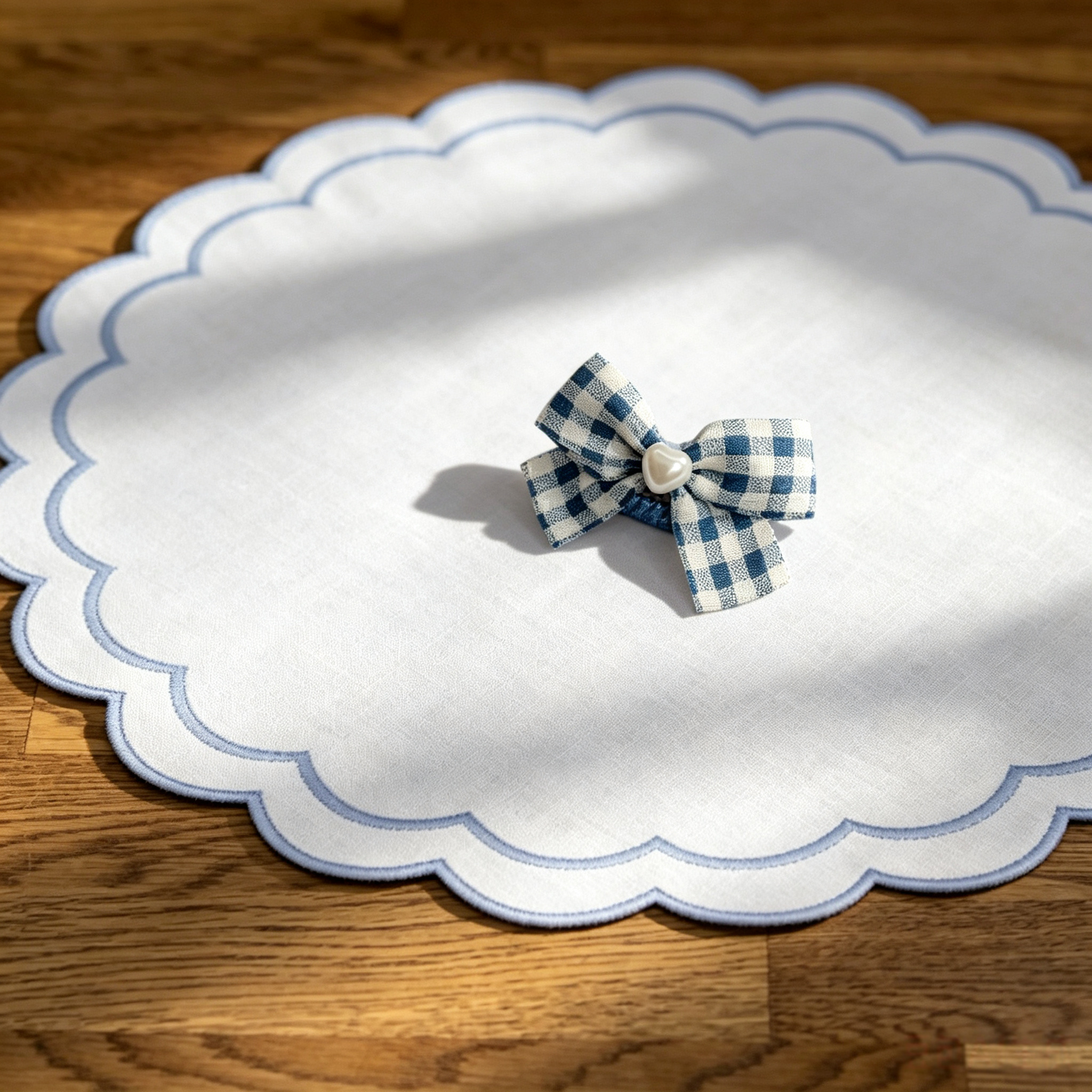 Classic Blue Plaid Bow Handmade Pet Hair Clips