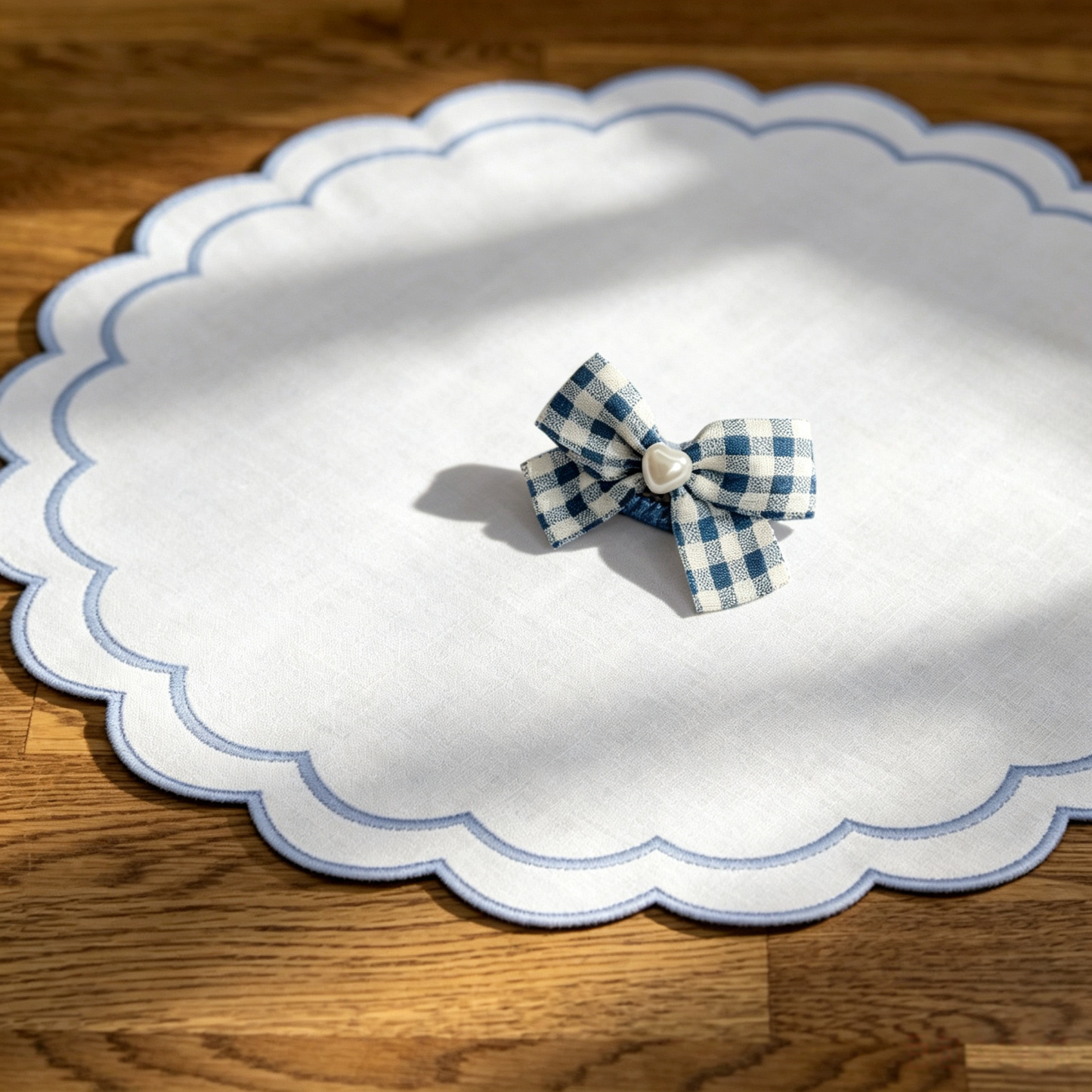 Classic Blue Plaid Bow Handmade Pet Hair Clips