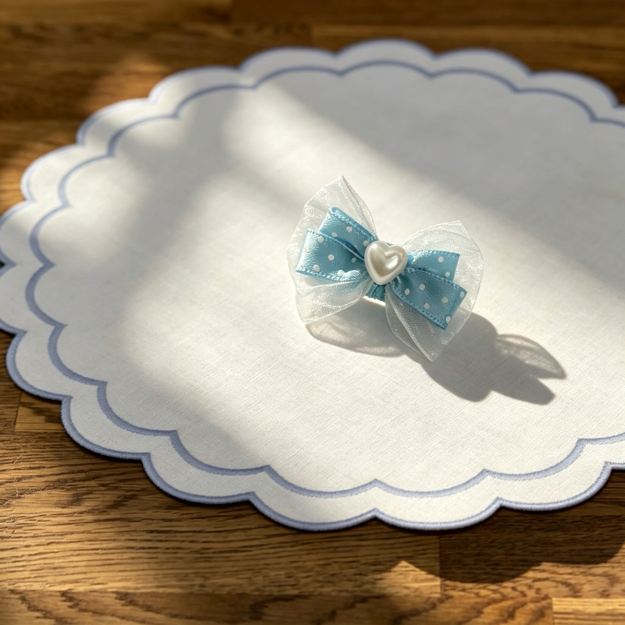 Blue Dot Bow Camellia Handmade Pet Hair Clips