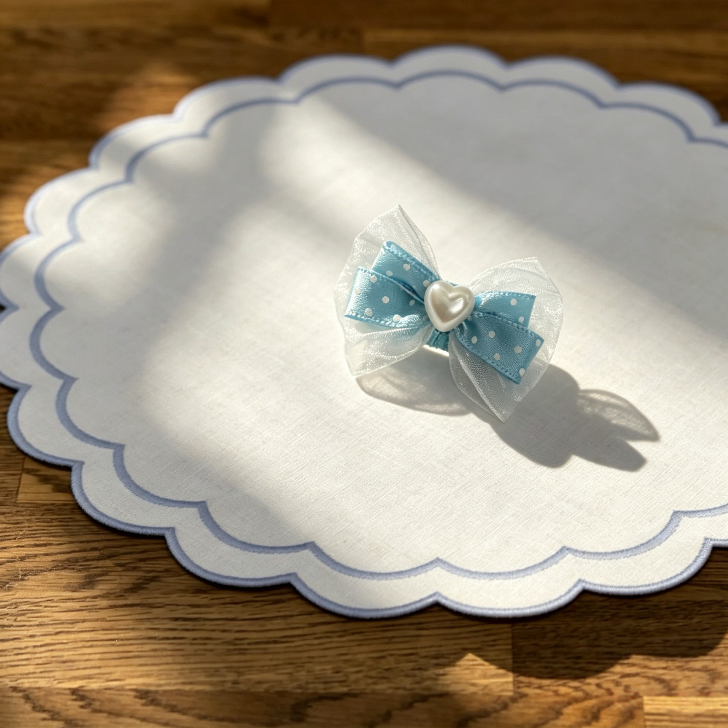 Blue Dot Bow Camellia Handmade Pet Hair Clips