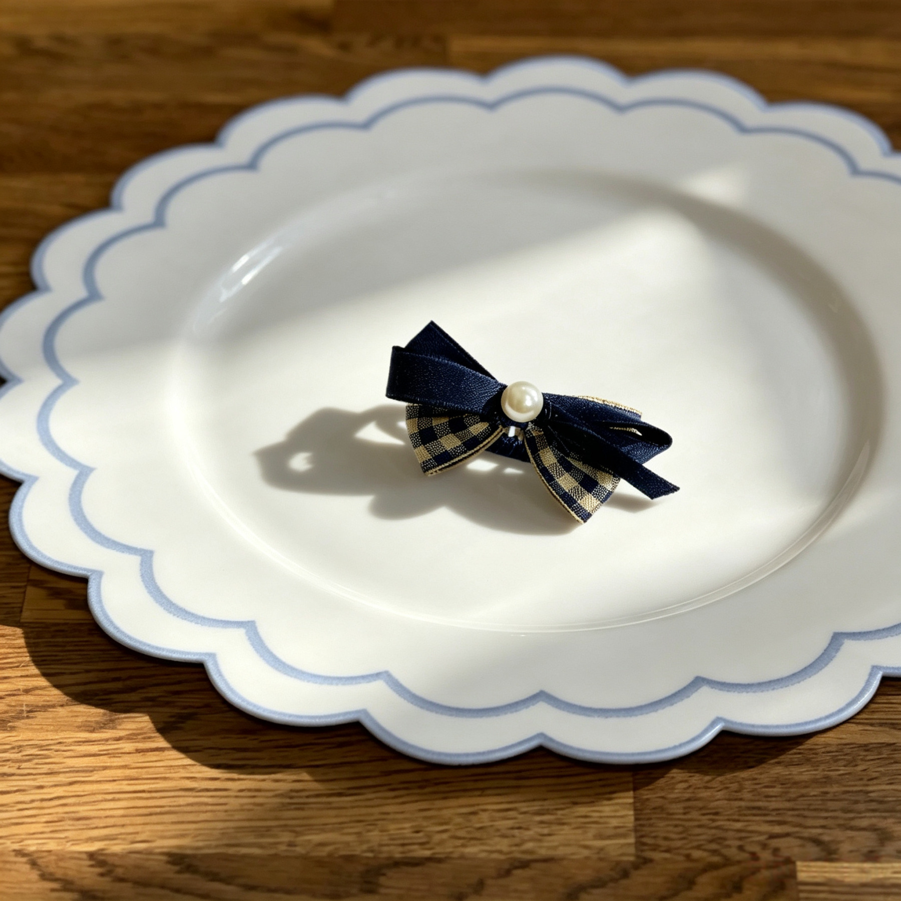 Double Navy Blue Bows Handmade Pet Hair Clips