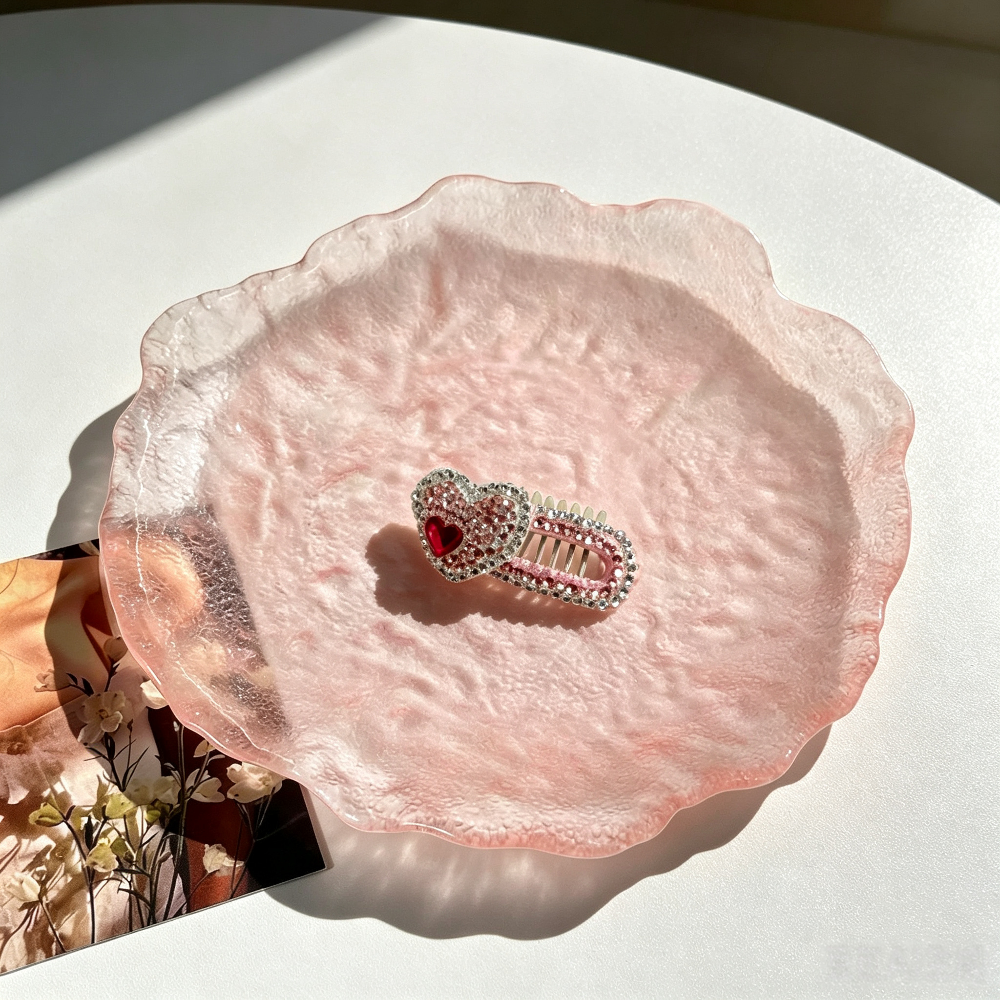 Heart Rhinestone Handmade Pet Hair Clips