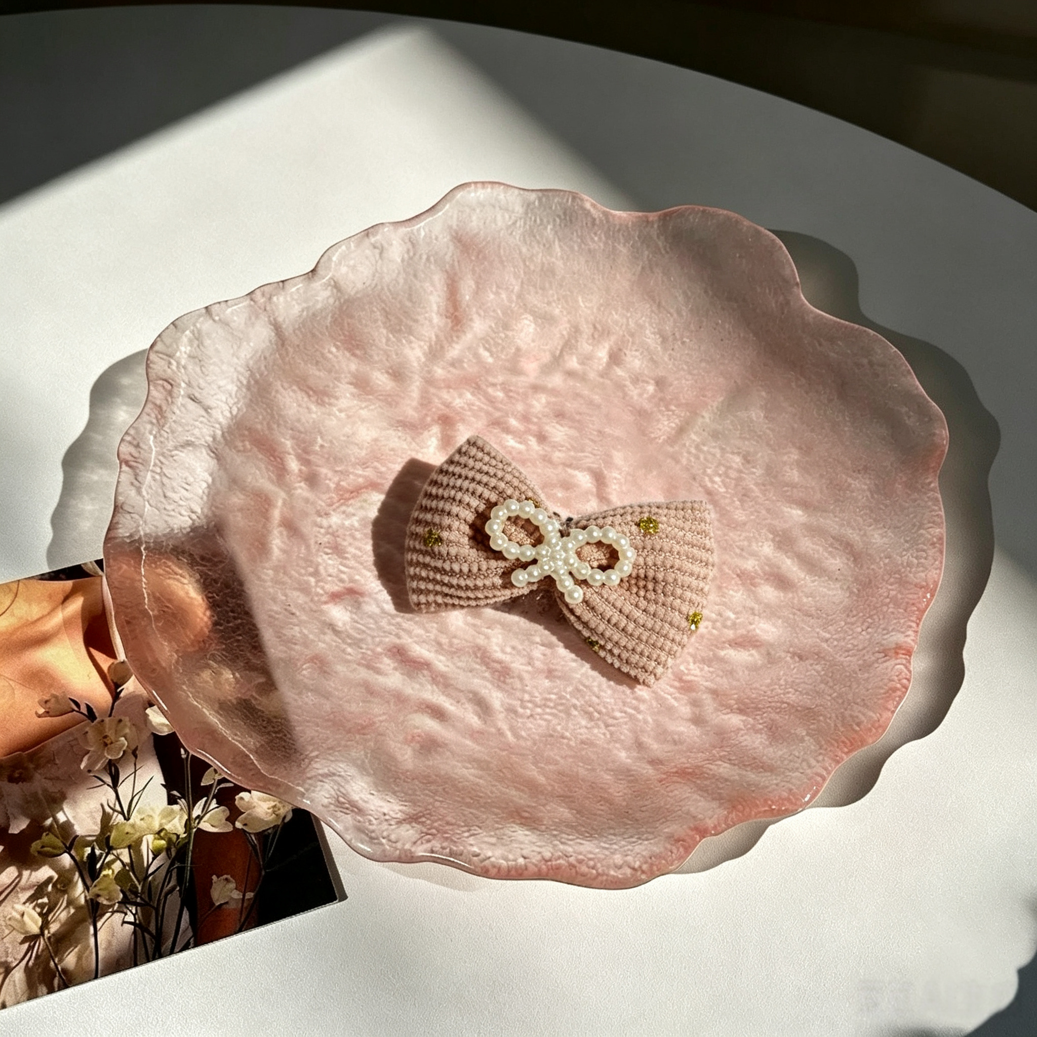 Pearl Bow Handmade Pet Hair Clips