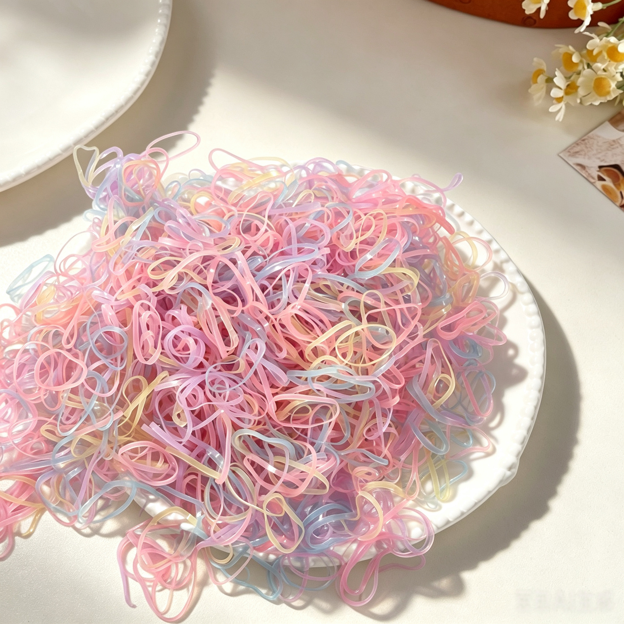 Pastel Transparent Macaron Elastic Pet Hair Rubber Bands