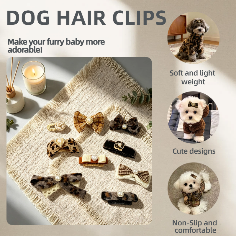 Leopard Plaid Vintage Pet Hair Clips