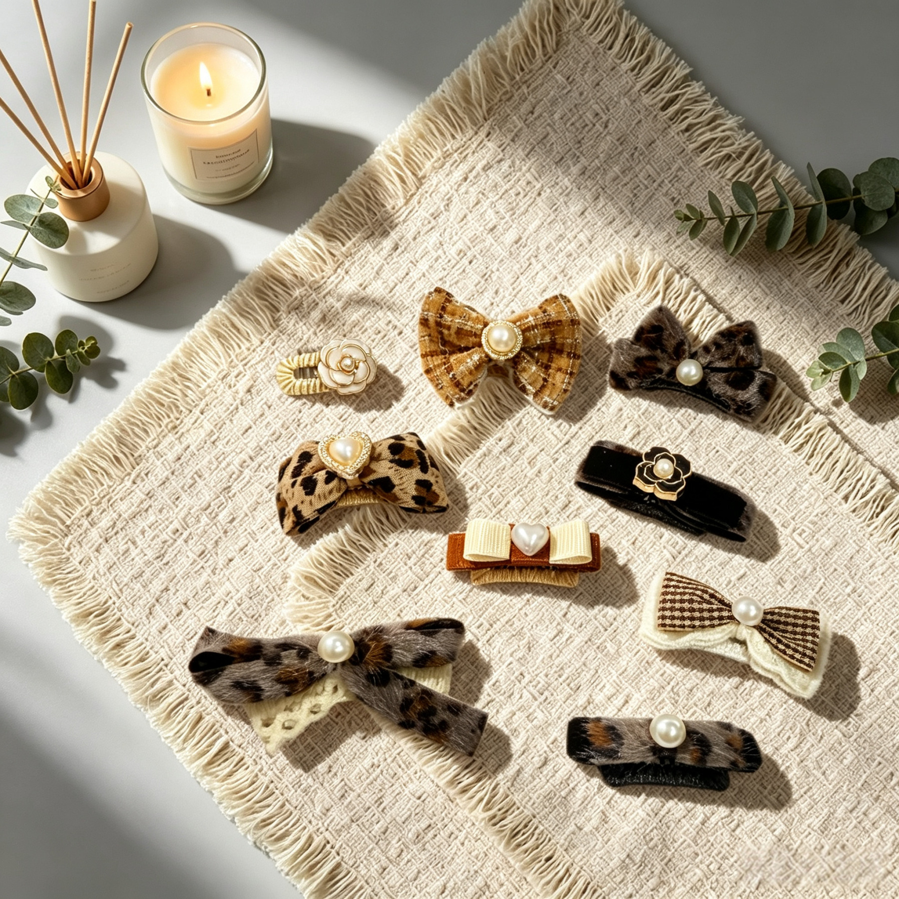 Leopard Plaid Vintage Pet Hair Clips