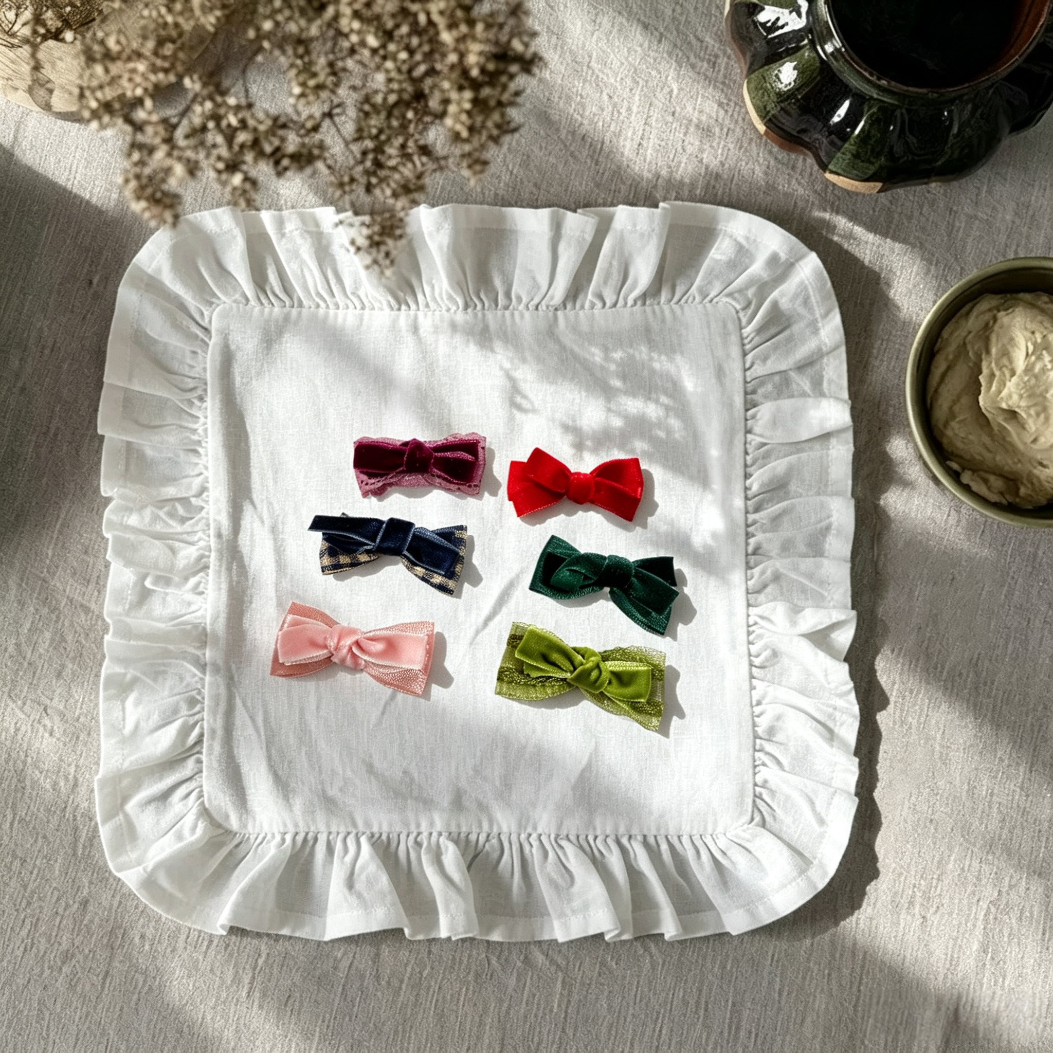 Multi-Color Velvet Tulle Bow Pet Hair Clips