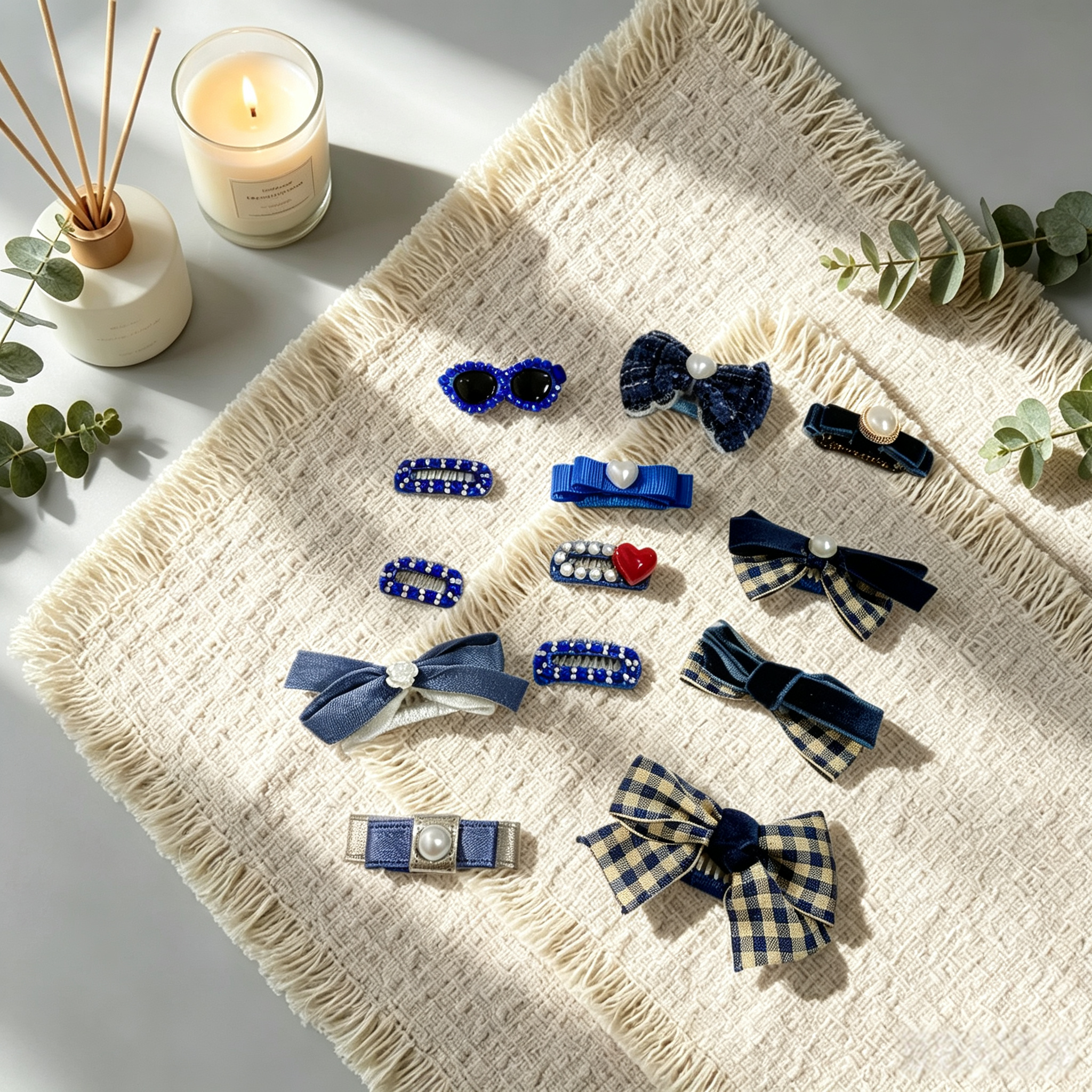 Navy Blue Handmade Pet Hair Clips