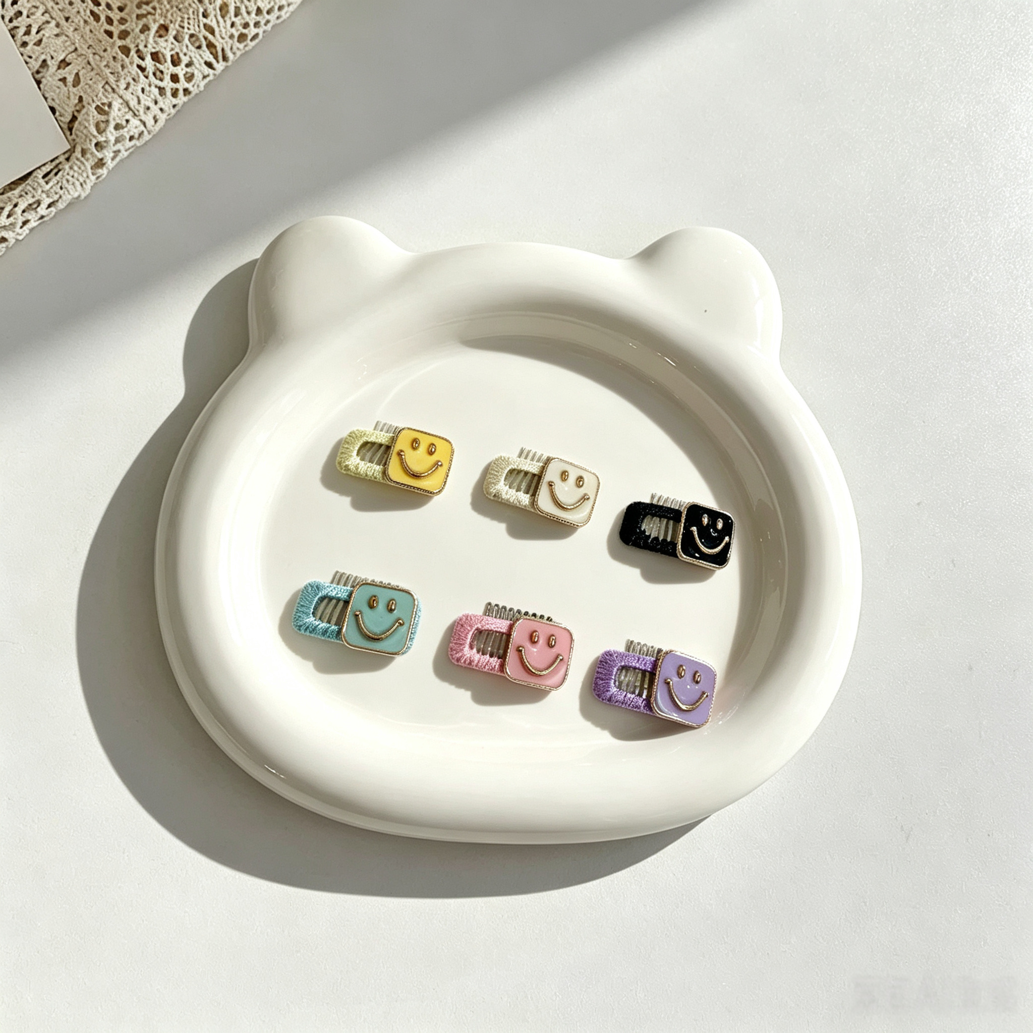 Cute Square Smile Face Pet Hair Clips