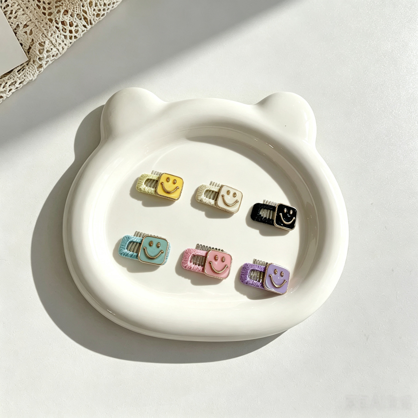 Cute Square Smile Face Pet Hair Clips