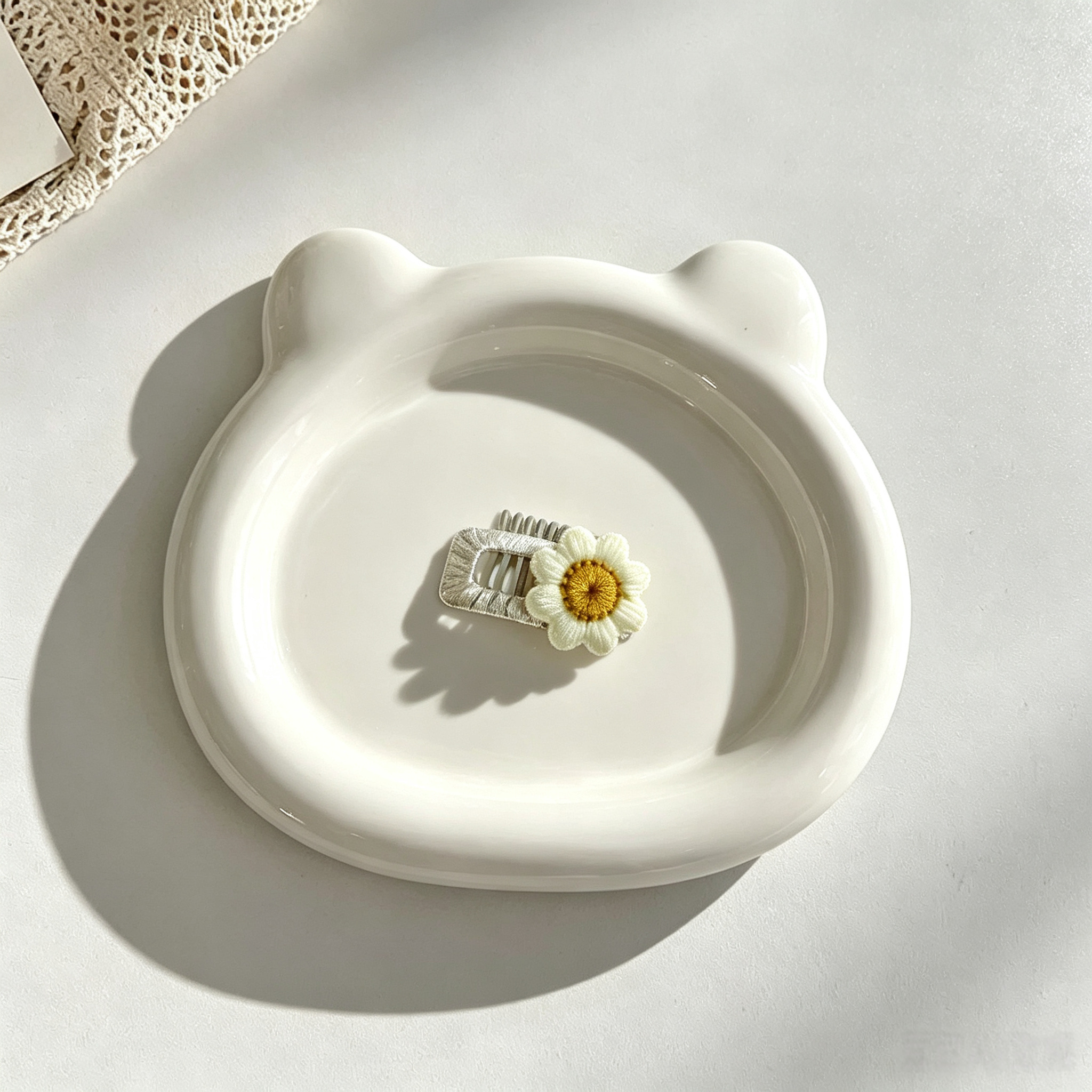 Handmade Crochet Daisy Flower Pet Hair Clips