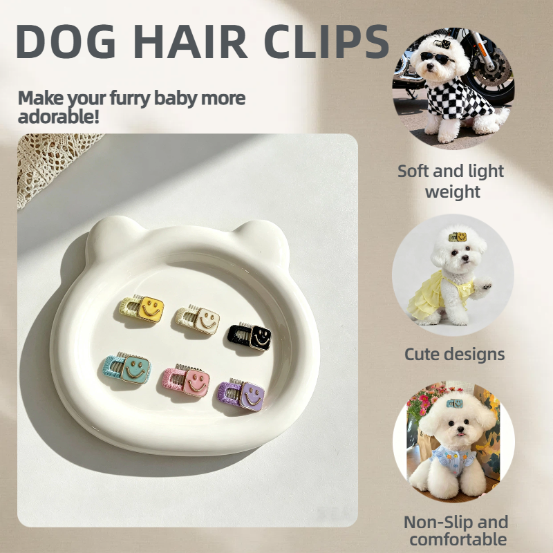 Cute Square Smile Face Pet Hair Clips