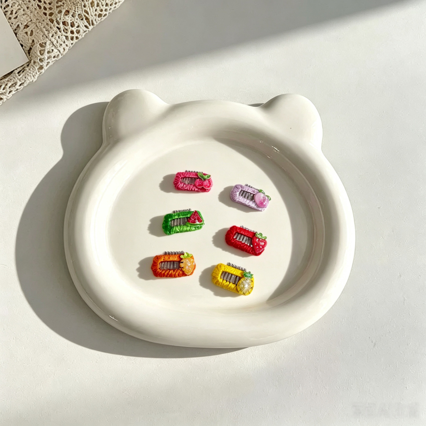 6pcs Cute Handmade Fruit Embroidery Pet Hair Clips