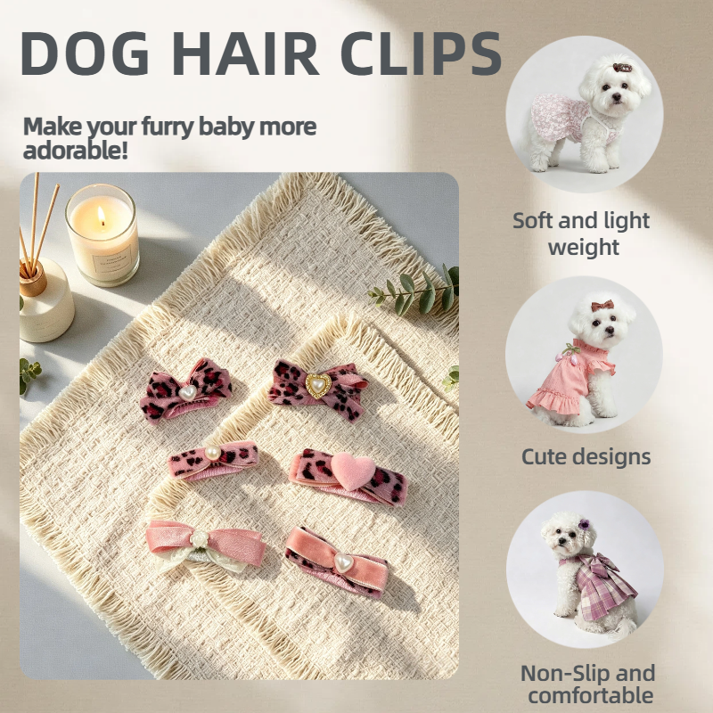 Pink Leopard Handmade Pet Hair Clips
