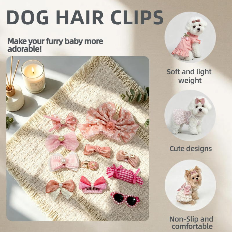 Pink Sweet Handmade Pet Hair Clips