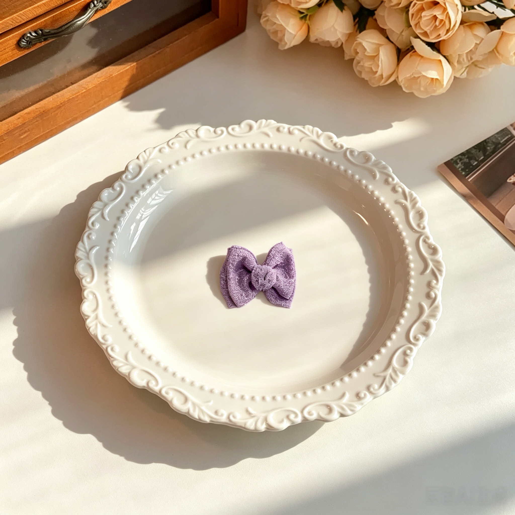 Double Bow Cute Purple Handmade Pet Hair Clips 