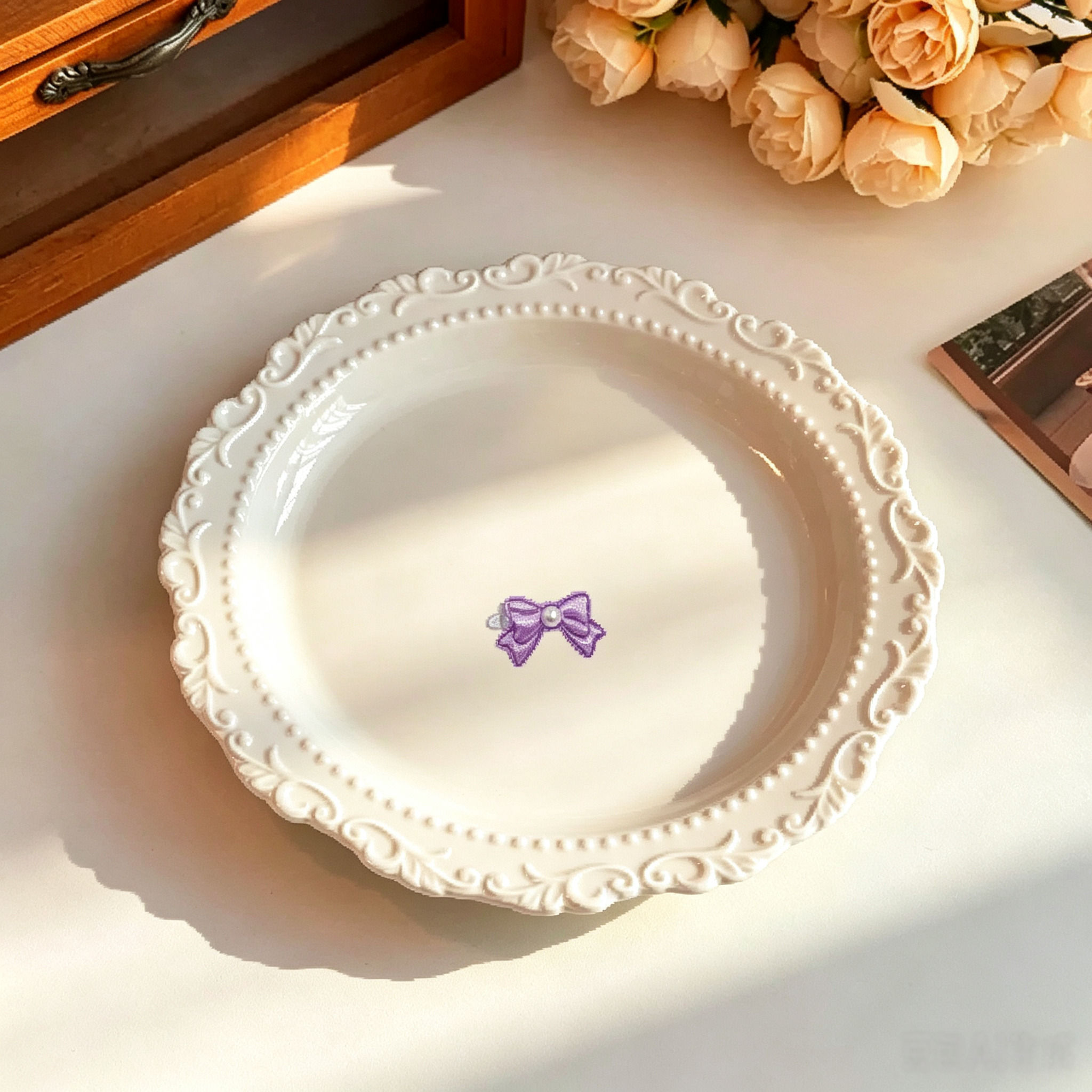 Mini Bow Purple Handmade Pet Hair Clips 