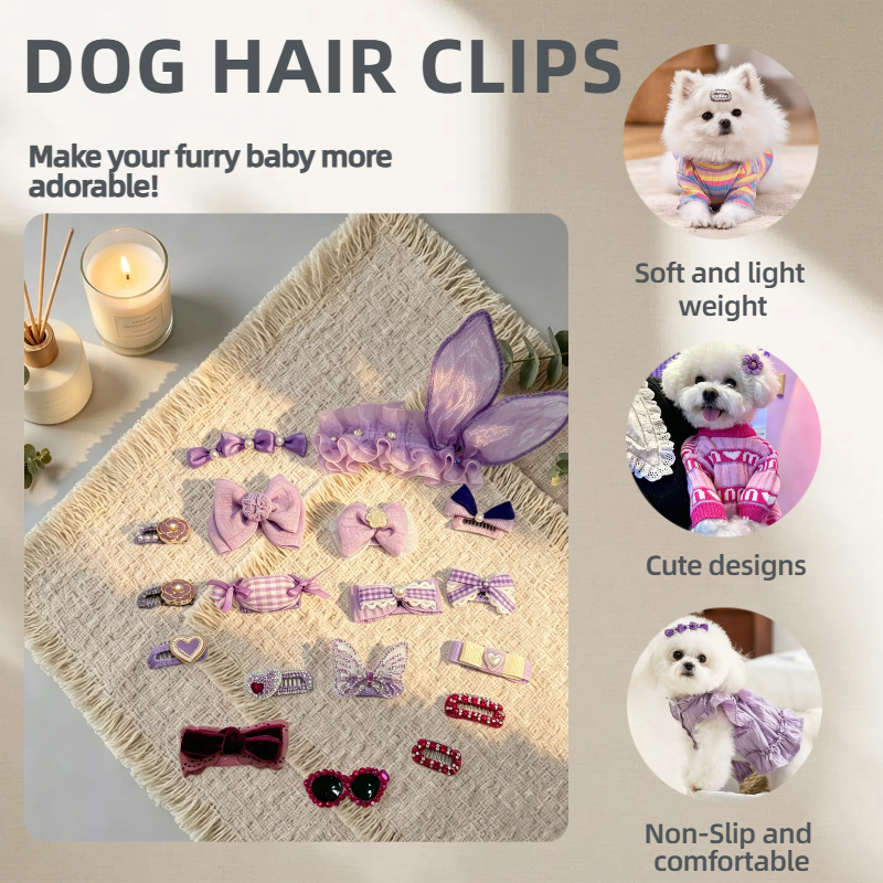 Purple Series Handmade Pet Hair Clips 