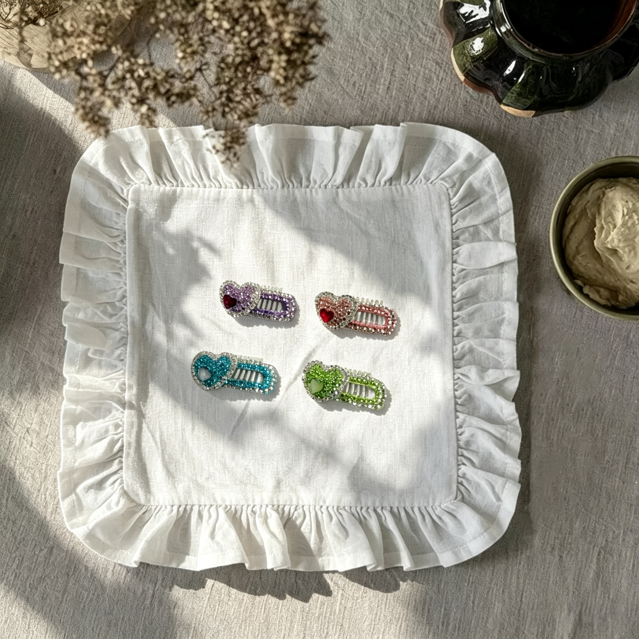 Heart Rhinestone Pet Hair Clips