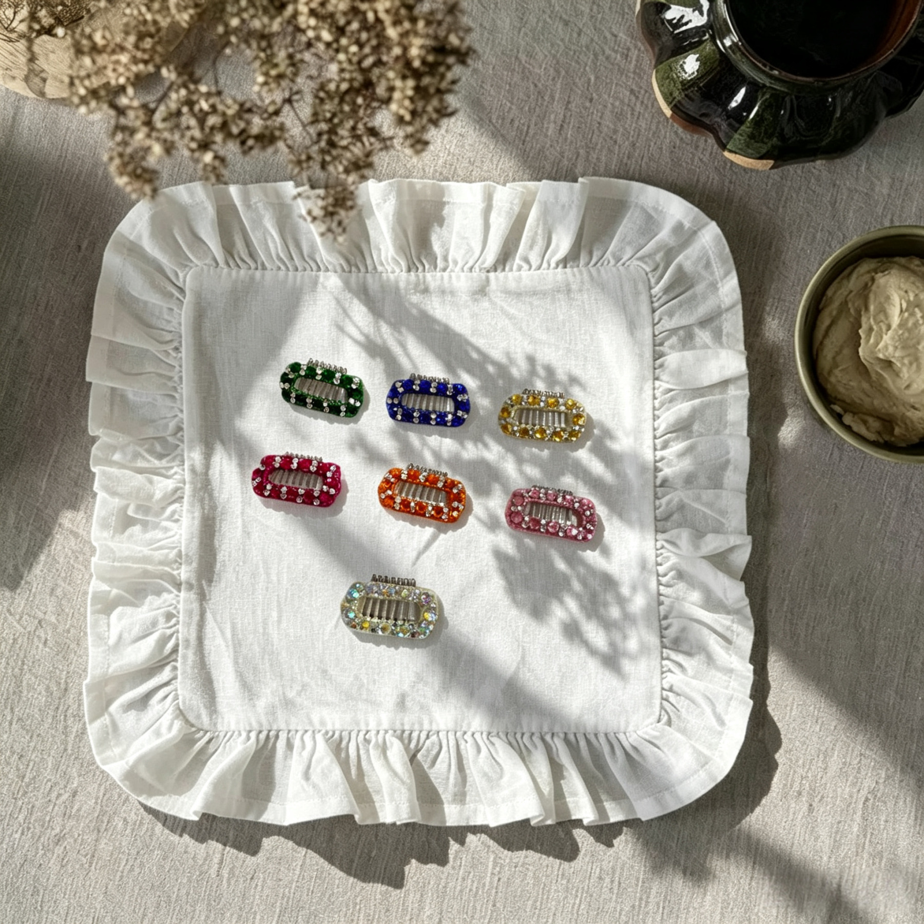 Rhinestone Rectangle Pet Hair Clips